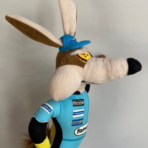 Wile E Coyote vintage plush toy 1990s used, racer outfit