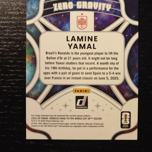 Lamine Yamal Donruss Road to FIFA WC Zero Gravity insert new
