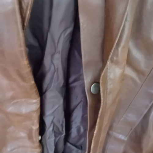 Leather jacket brown size large with metal buttons used