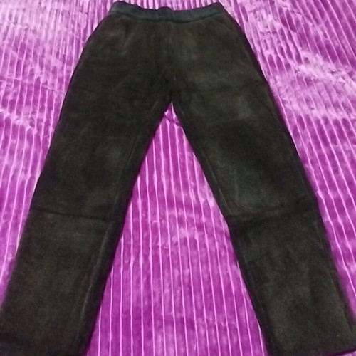 Suede pants with fleece lining new, brown, size M-L
