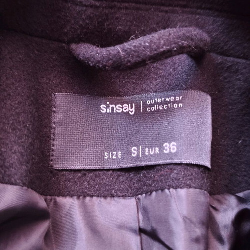 Sinsay coat used, black, size S