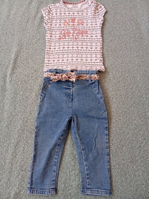 Jeans and Lucky Kid T-shirt set like new for 12 months