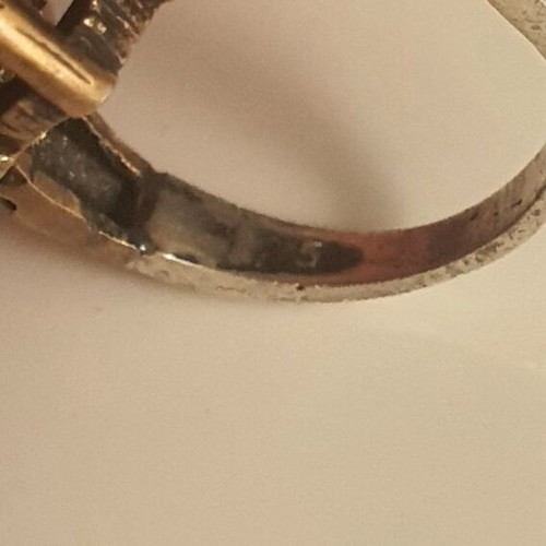 Large ring with rubies used, silver and precious stones