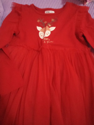 Red dress with tulle Sinsay like new, size 122