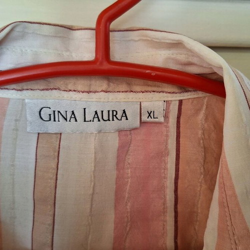 Gina Laura striped shirt with zipper used, white and pink, cotton and polyester, size XL