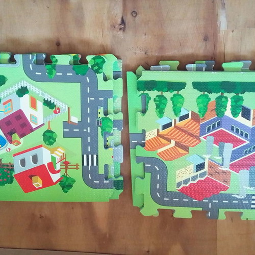 Children's floor puzzle used Road Track with 9 squares 30x30