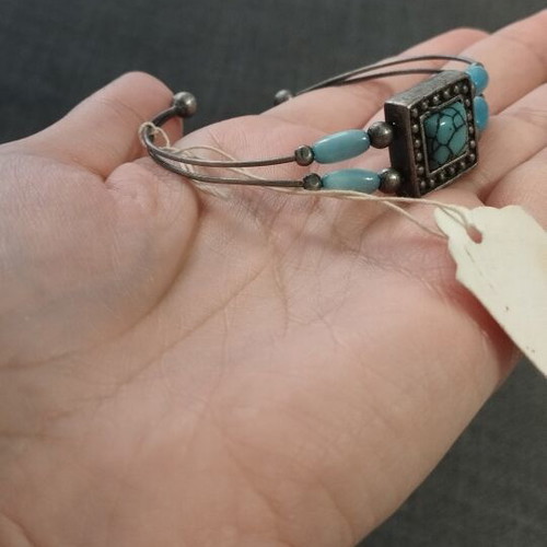 Boho Ethnic metal cuff bracelet with turquoise stones