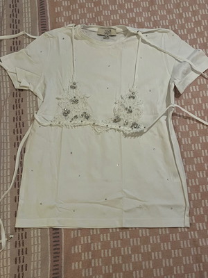 Zini t shirt λευκό με αποσπώμενο μπράλετ με στρας σαν καινούργιο