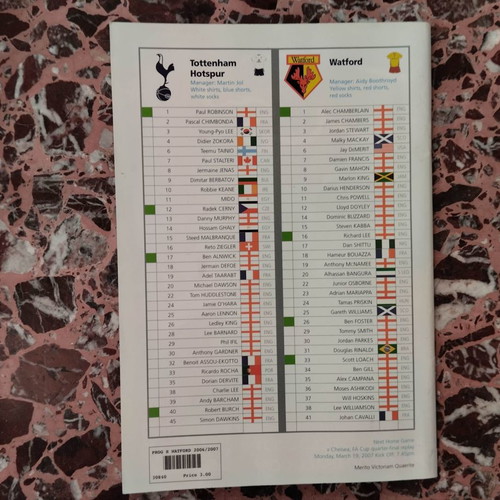 Match program Tottenham - Watford 17.03.2007 like new