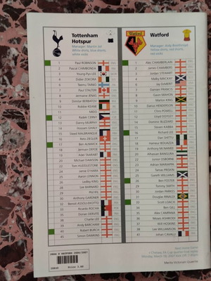 Match program Tottenham - Watford 17.03.2007 like new