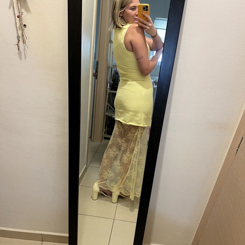 Summer dress yellow with lace new