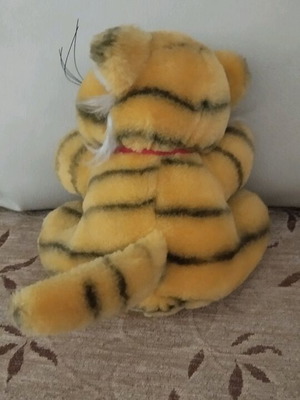 Λούτρινο τίγρης 15cm σαν καινούργιο, κίτρινο γκρι