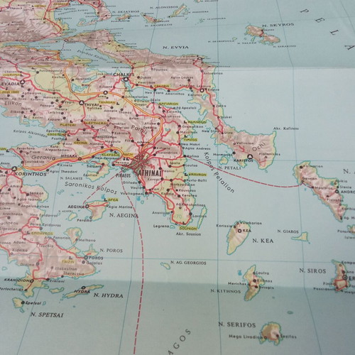 Shell Touring Hellas Roadmap used, 1960s Greece