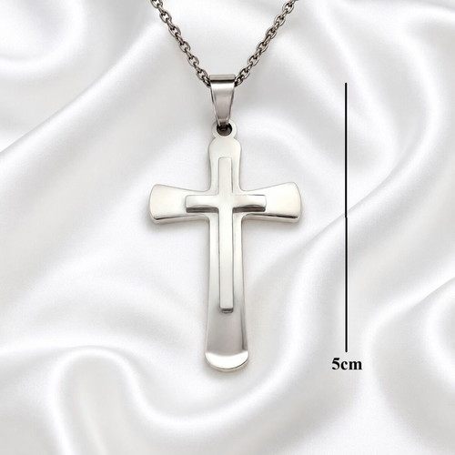 Handmade necklace with stainless steel cross and chain, new