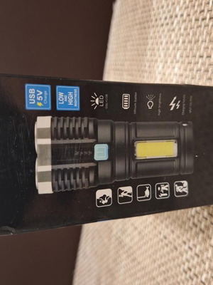 LED фенер USB презареждаема тактическа лампа с висок лумен COB 4X LED