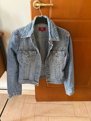 Denim jacket with rhinestones Lussile like new, blue, size M