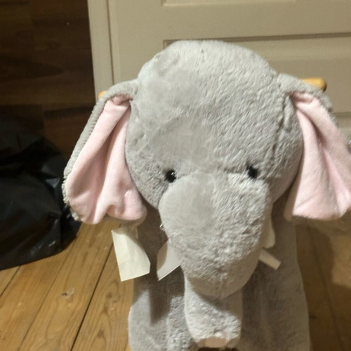 Rocking elephant toy new with tag, gray with pink details