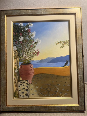 Rincon de Santorini ελαιογραφία με κορνίζα καινούργια