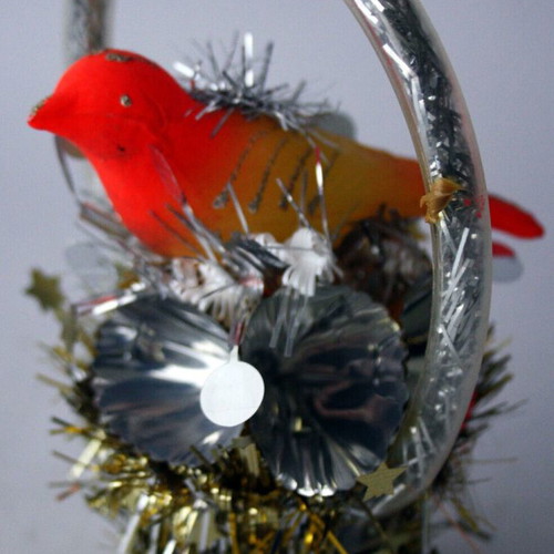 Christmas decorative bird in basket from 1970s new