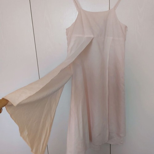 Linen pink dress with layers in small medium, like new