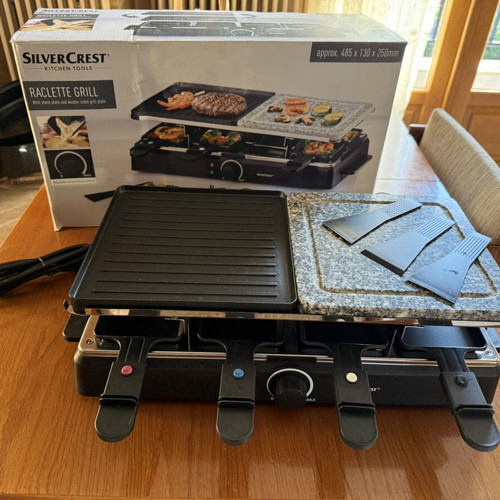 SilverCrest Raclette Grill for 8 people with stone and grill plate 1300W