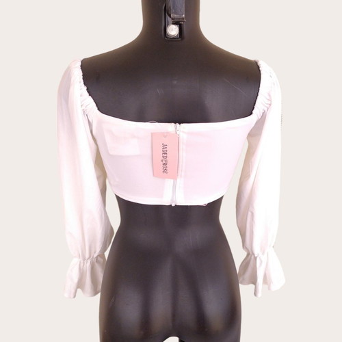Jaded Rose white corset with long bell sleeves new, size M