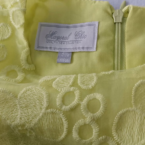 Mayoral dress for girl 6 years like new, lemon yellow with floral lace