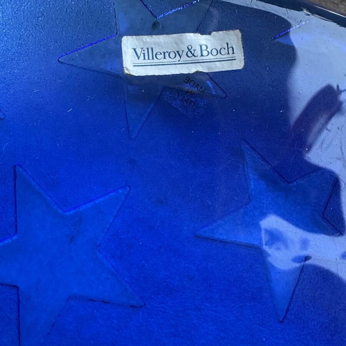 Villeroy & Boch large 38 cm platter used, blue with embossed stars