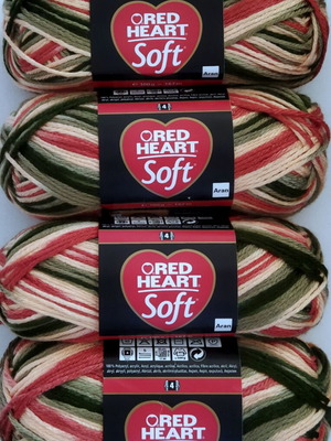 Red Heart Soft Aran Color Acrylic Yarn Pack of 4