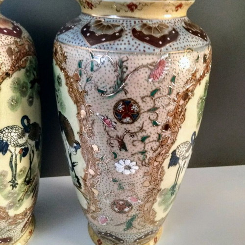 Royal Satsuma vases used, set of 2, height 31cm