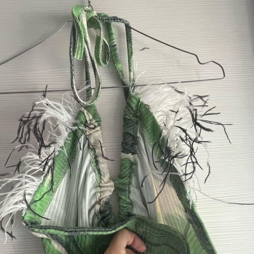 MilkWhite long dress like new, straight cut, white and green