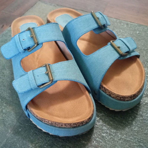 Denim flatform sandals like new, turquoise, size 39, 5.5 cm heel