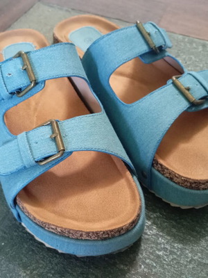 Denim flatform sandals like new, turquoise, size 39, 5.5 cm heel