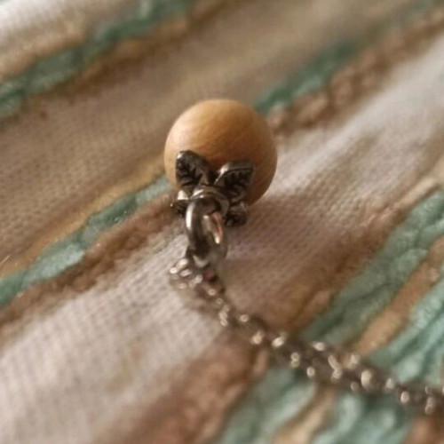 Silver 925 Necklace with Wooden Bead new
