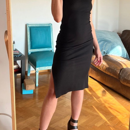 Brekka black dress with cutout, like new, size S