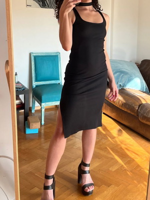 Brekka black dress with cutout, like new, size S