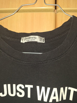 Stradivarius black blouse like new with logo, size L
