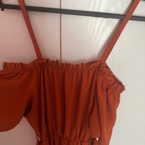 Dress like new, orange with straps, sleeves and belt
