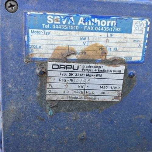 Orpu Multistage Water Pump 1.1kW used with Cart Made in Germany