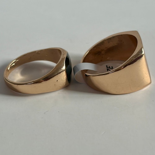 Gold Tone Signet Rings Set size 10 with cosmetic defects