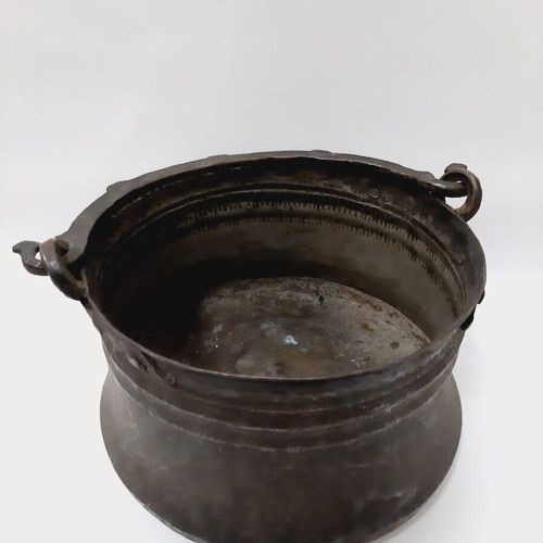Antique Copper Cauldron 19th Century Hand-Hammered Used