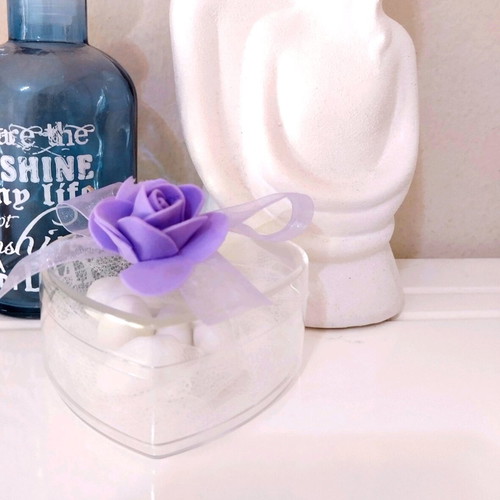 Handmade plexiglas heart-shaped bombonieres made to order