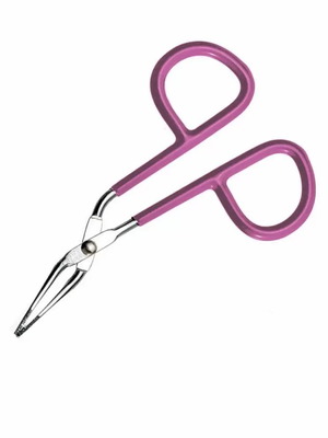 Eyebrow tweezers with pink handles new, scissor shape
