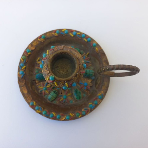 Brass candlestick used with wear