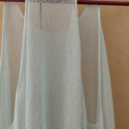 Benneton perforated knitted blouse like new, turquoise, one size