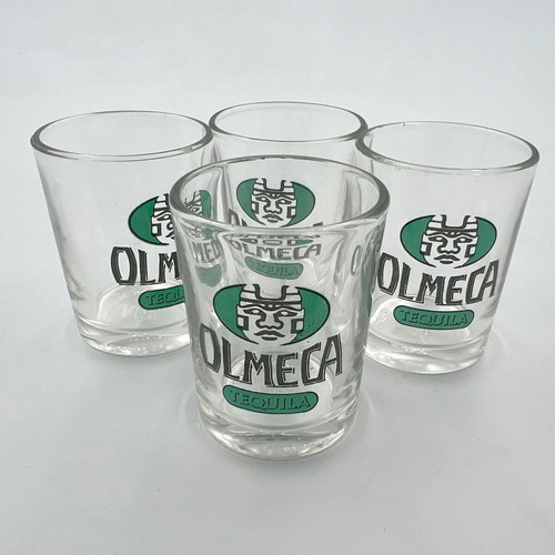 Olmeca Tequila shot glasses used, collectible, pack of 5, 90s decade