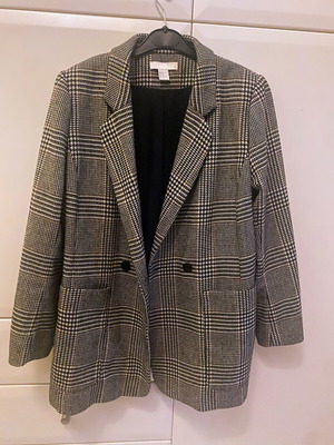 H&M women's Prince of Wales checked blazer size 44 XL/XXL like new