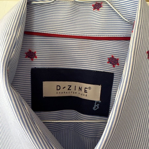 Men's shirt new striped with red turtles slim fit size L