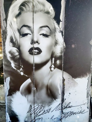 Marilyn Monroe vintage τρίπτυχο παραβάν διπλής όψης, 180 x 120 εκ.