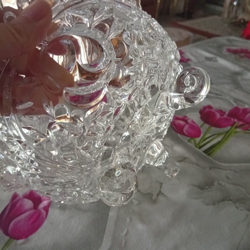 Crystal punch bowl luxury, new, diameter 21cm with carved feet